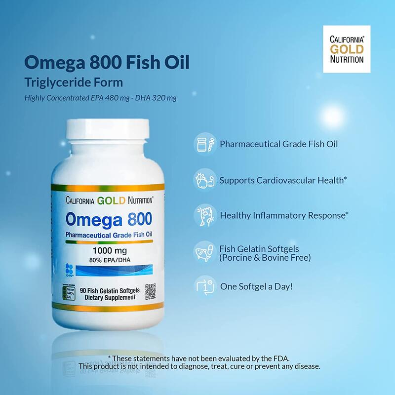 California Gold Nutrition 魚油 Omega 800 1000mg 80%高純度