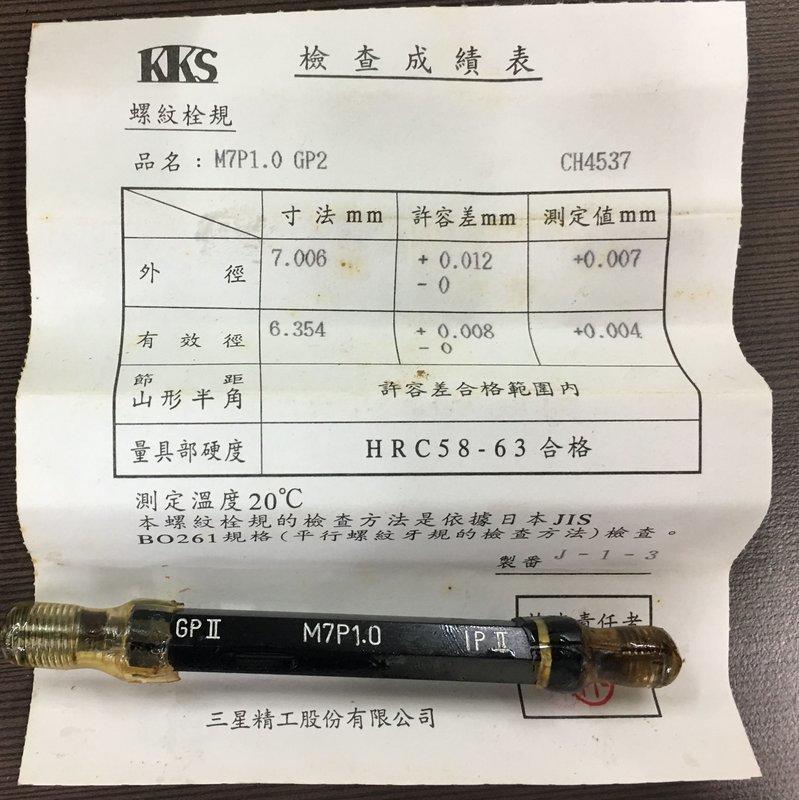 KKS 栓牙規 M7-P1.0