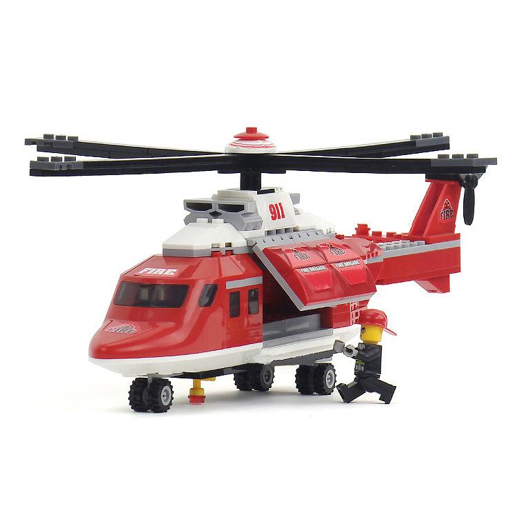 兒童益智拼裝小顆粒積木 早教玩具 警察局消防直升機30112