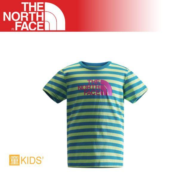【The North Face 女童 快乾短袖T恤《青藍/芽綠》】CC0H/快速排汗/輕量/運動上衣