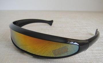 X戰警個性太陽眼鏡鐳射激光眼鏡太空機器人連體水銀鏡片墨鏡(黑/白)