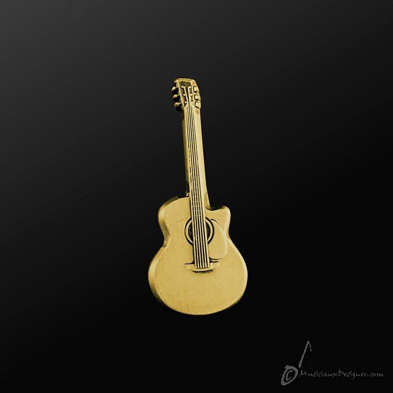 小叮噹的店- 別針 MD品牌  全新 木吉他 Acoustic Guitar 金色 香港進口 精品 禮物 胸針 設計款 