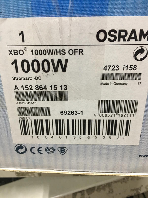 OSRAM 歐司朗 XBO 1000W/HTP OFR Short Arc Xenon 燈管（客戶庫存備品）