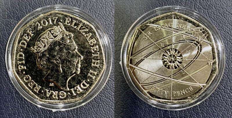全新2017年英國艾薩克·牛頓爵士50便士紀念幣-UC# 137
