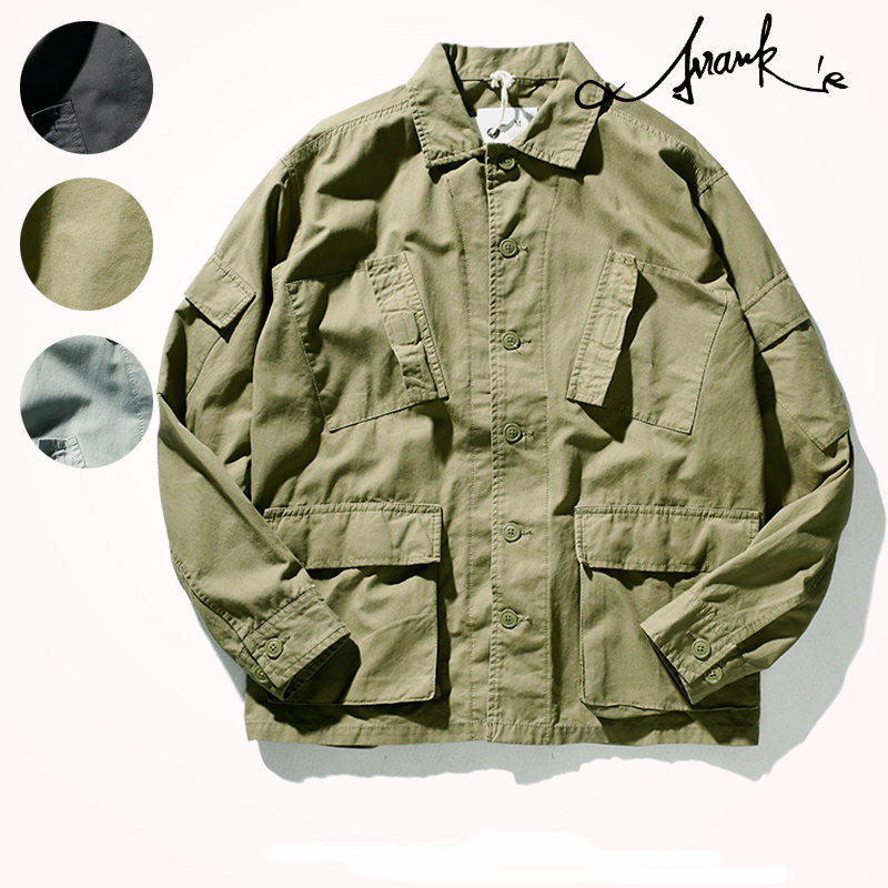 FRANK'S歐美特進款-美式 3色 多口袋 工作夾克 日系 復古 水洗 做舊 工作襯衫 挺版 薄外套 有大尺碼
