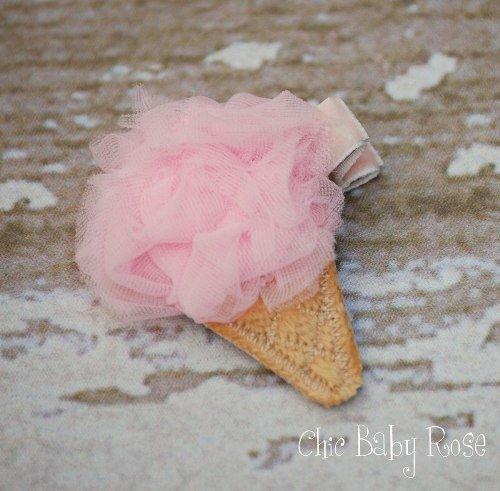 Chic Baby Rose 手工蕾絲髮夾-冰淇淋 生日蛋糕 【現貨】