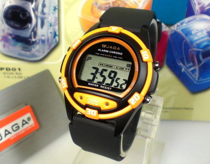 【JAGA】冷光電子錶 大字幕 超人氣酷炫運動錶《地球儀鐘錶》當兵 學生必備【特價↘299】M267黑橘(多彩可選)5