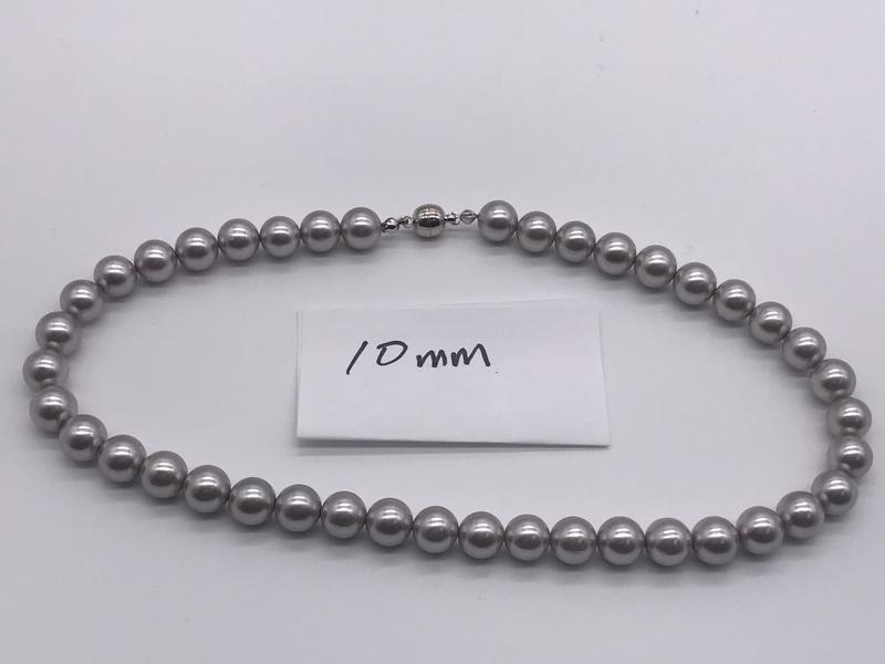 1130天然貝珠珍珠項鍊貝寶珠貝珠項鍊深海貝珠設計版10mm銀色珍珠貝項鍊磁扣款