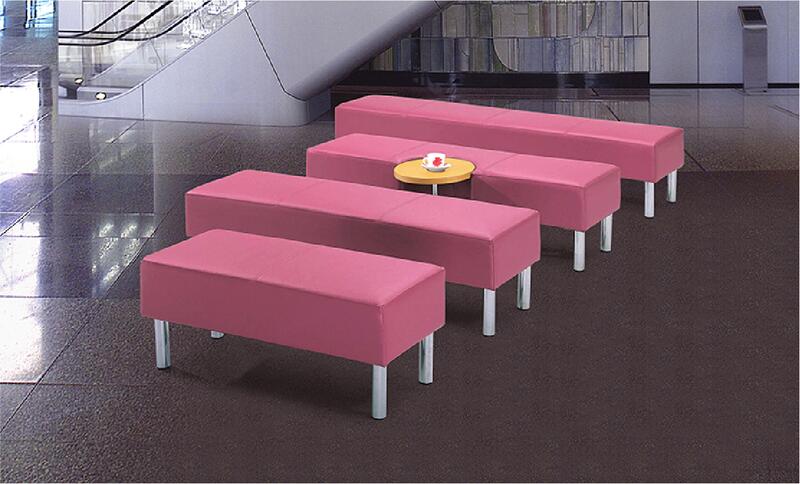 【E-xin】中部免運 715-3 等候沙發長椅 半圓桌 粉紅皮沙發 長椅 皮沙發 造型沙發 簡約沙發 長沙發 會客沙發