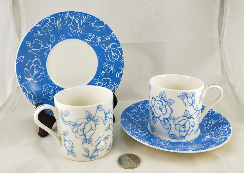 藍玫瑰 咖啡杯 對杯組 花茶杯 杯子 馬克杯 水杯 茶杯 盤子 餐具 廚具 送禮 日本製 陶瓷 食器 可用 微波爐 電鍋