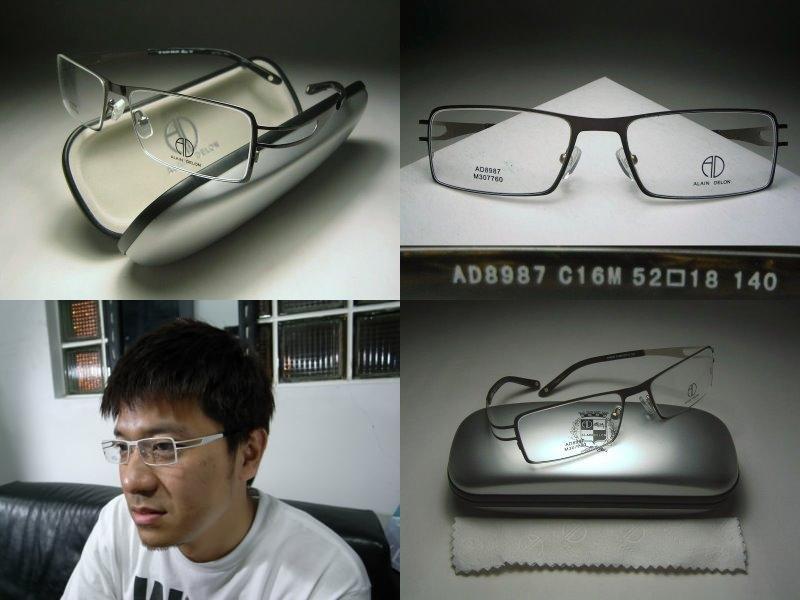 【信義計劃】Alain Delon 亞蘭德倫 AD 眼鏡 無螺絲無焊接點 一體成型 黑色白色金屬方框 超輕