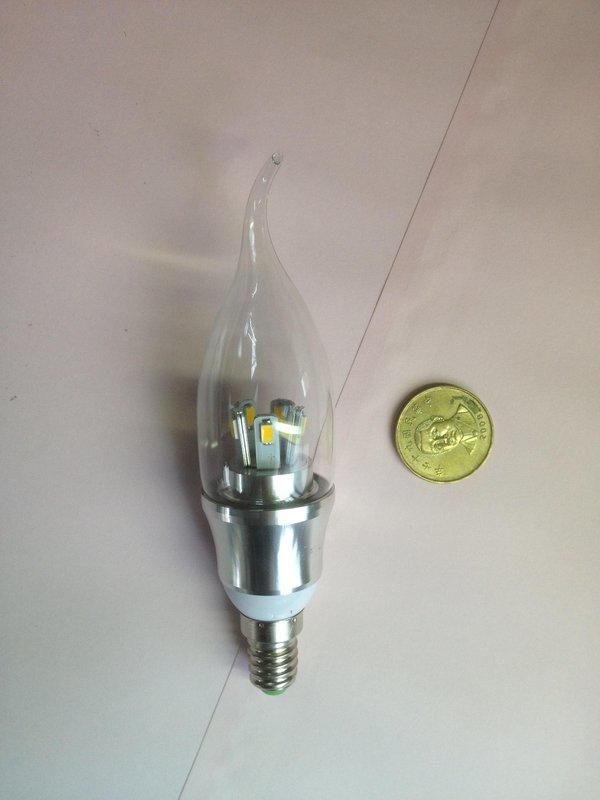 E14燈頭 水晶燈專用市場唯一5芯10晶片最亮LED拉尾蠟燭燈泡5W黃光 2800k一次購買6顆1230元 美術燈 藝術燈