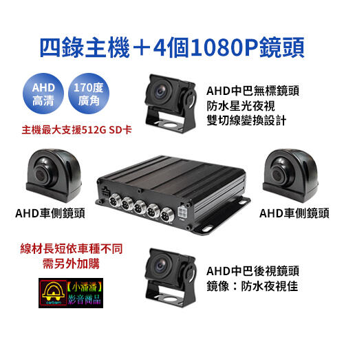 【小潘潘特價商品】四錄主機+四個AHD 1080P鏡頭/四錄行車紀錄器/四路行車紀錄器/四錄主機/四路主機/車用DVR