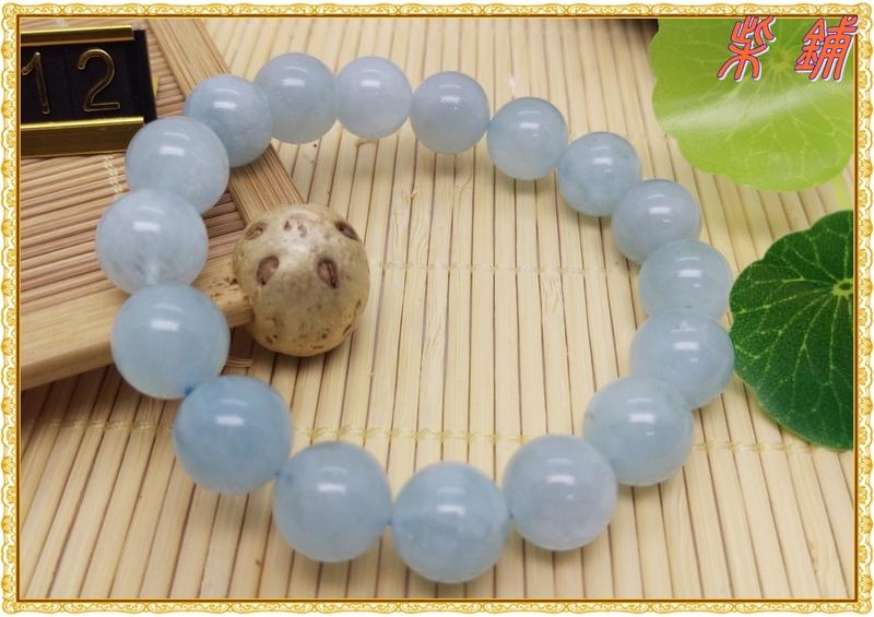 【柴鋪】巴西天然海水藍寶手珠 手鍊 12mm圓珠 無染、無燒、無優化 (實物拍)