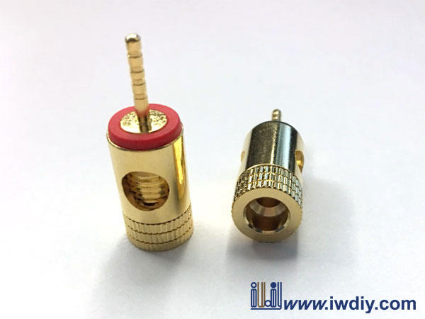 優質純銅鍍金2mm針型轉換插頭-紅黑各一對 自取 免運
