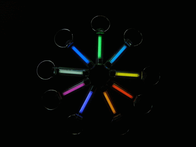 橢圓形 OB3 Betalight 全新 單色H3氚氣燈管氚管鑰匙圈 (綠冰藍黃紅橙紫粉紅白藍)