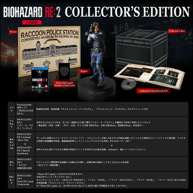 全新現貨E-CAPCOM限定)PS4 惡靈古堡2 重製版COLLECTOR'S EDITION 純日