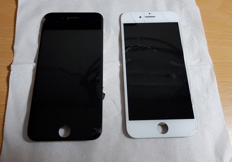 APPLE IPHONE 7  原廠拆機螢幕  一黑  一白   玻璃有裂  但顯示觸控均正常