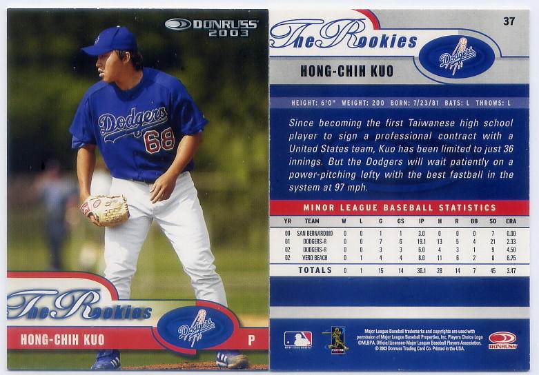 郭泓志 2003 Donruss The Rookie Hong-Chih Kuo #37