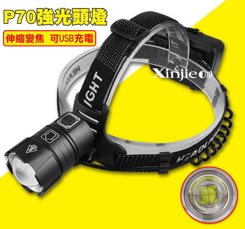 捷威【B95】新款 XHP70 LED 強光頭燈 伸縮變焦調光 四核燈珠 登山露營工作燈 超越 Q5 T6 L2P50