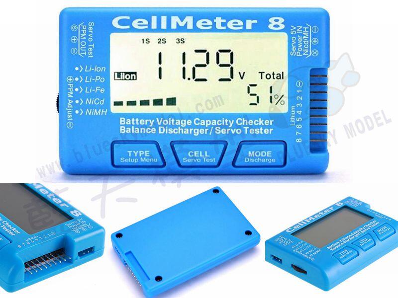 CellMeter 8 AOK 8S 測試 2S~8S 鋰電池 檢測 平衡 放電 窄頻舵機 測電器 背光 伺服器 伺服機