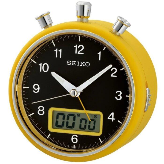 嚴選時計屋【SEIKO】日本 精工 SEIKO 計時碼錶 燈光 靜音 時鐘 鬧鐘 QHE114Y QHE114