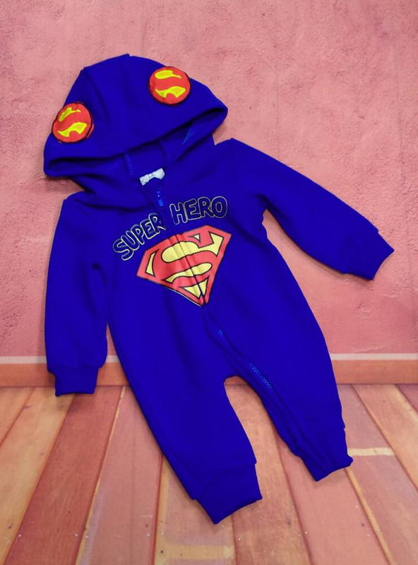 新竹金奇童裝兒童超人連身衣冬天款不倒絨厚連身衣