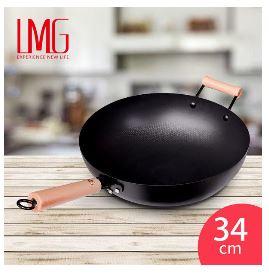 LMG長野不沾熟鐵鍋 可拆把手-34cm 適用各種爐具，電磁爐、瓦斯爐、IH爐 LMG-C34
