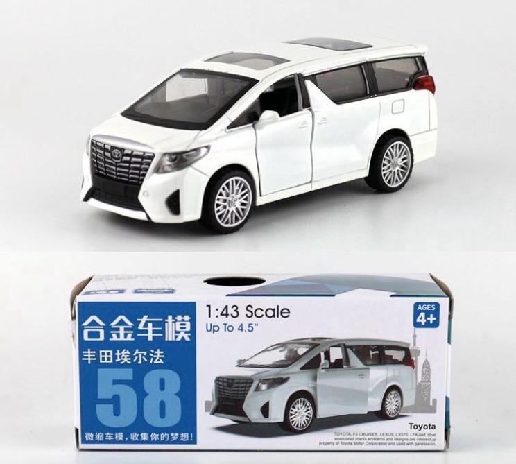 彩珀1:43合金車模 Toyota 埃爾法MPV商務車 兒童玩具模型迴力開門