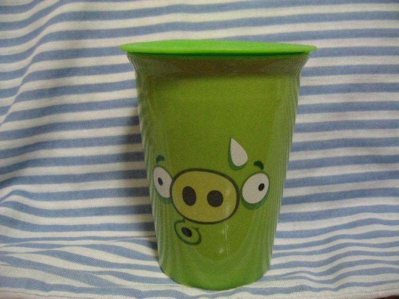 【全新】7-11 憤怒鳥雙層陶瓷杯/精彩隨行杯~附立體造型杯蓋-綠色小小豬