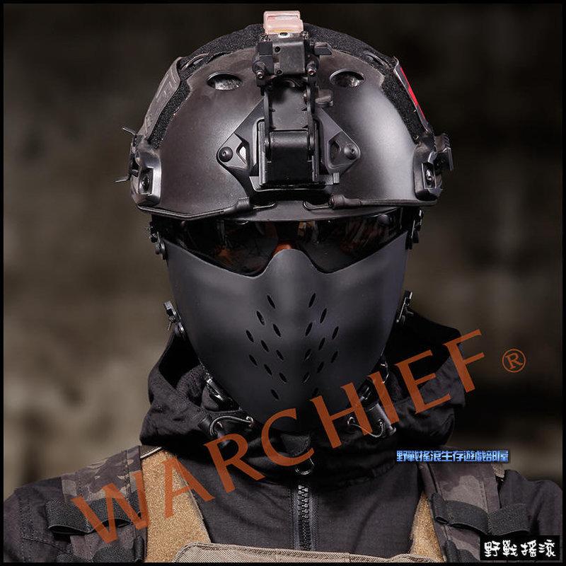【野戰搖滾-生存遊戲】WARCHIEF M07 悍將半罩式防彈面罩【黑色、軍綠色】搭配頭盔面具迷彩面罩