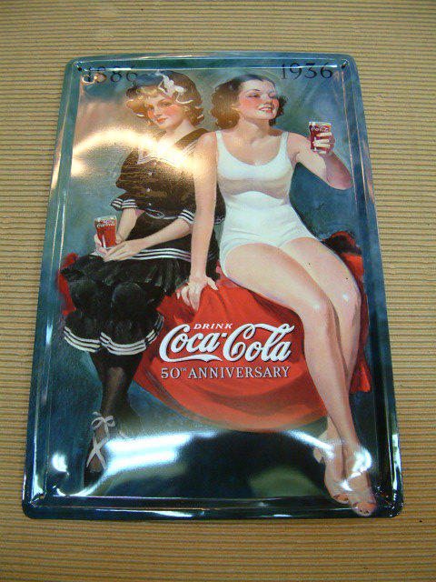 可口可樂50週年-廣告鐵牌
