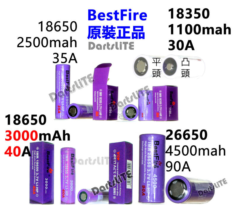 18650、26650、18350、充電器、動力電池 IMR 3000mah 雙槽 40A BestFire神火原廠電池