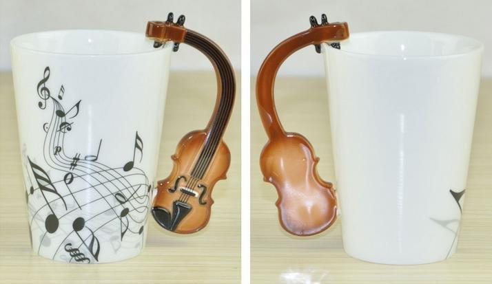 『肥仔小窩』就是不一樣！創意 復古 造型杯 樂譜 杯 小提琴杯 小提琴音樂杯 馬克杯 陶瓷杯 杯子 水杯 交換禮物