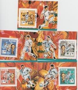 ★熊熊購物★076朝鮮郵票 - 1994年 第十五屆世界盃 5全 小全張 小型張（蓋銷)