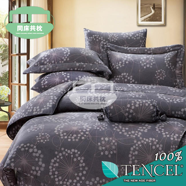 §同床共枕§TENCEL100%天絲萊賽爾纖維 雙人5x6.2尺 薄床包舖棉兩用被四件式組-帕洛瑪