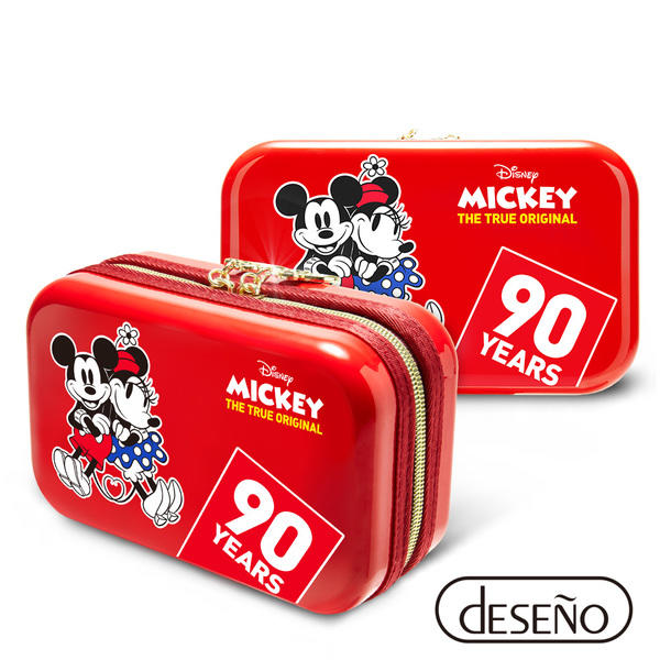 加賀皮件 Deseno Disney 迪士尼 米奇系列 90週年限量紀念 收納盥洗包 化妝包 航空硬殼包 201 愛心紅
