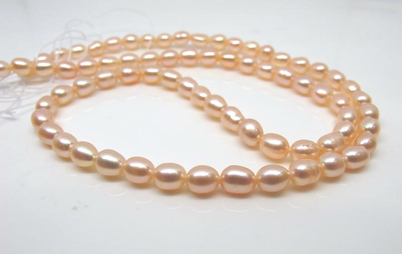 【天然寶石DIY串珠材料-超值組】超美粉橘色帶金色珍珠(珠串)限量款5