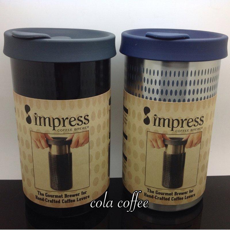 美國Impress Coffee Brewer 手沖咖啡保溫杯/隨行杯,濾壓式手沖咖啡,黑色 不鏽鋼色可自取