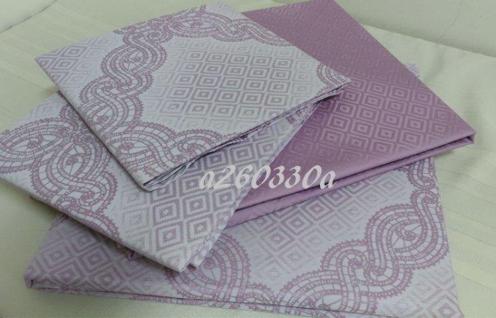 全新百貨頂級專櫃紫色系緹花特大6*7尺4件式床包被套組-100%埃及長纖細棉500織-原價39800元