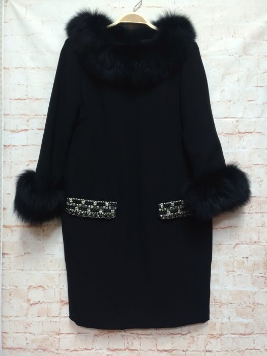 日本貴婦品牌專櫃GRACE CONTINENTAL 高貴黑色皮草鑽飾洋裝36號