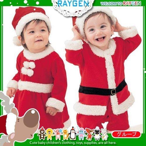 八號倉庫【3D021Y525】歐美X'MAS聖誕套裝男女寶寶連身哈衣 洋裝 附帽子
