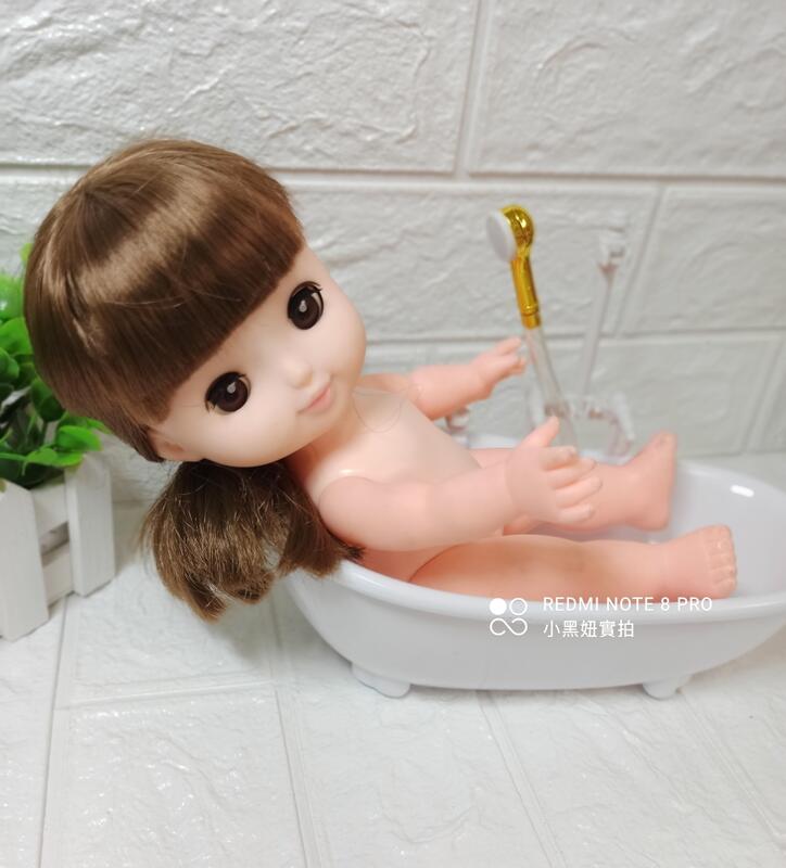 【小黑妞】小美樂.巧虎.小花.珍妮.莉卡.小布娃娃等30cm以下玩偶通用-電動循環出水浴缸組(不含娃娃)