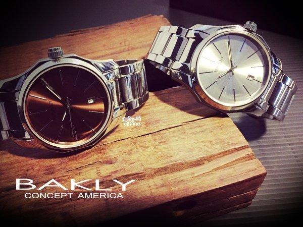 【完全計時】手錶館│BAKLY 極簡大錶徑鋼帶腕錶 BAS5061-3(咖色款) 水晶鏡面 父親