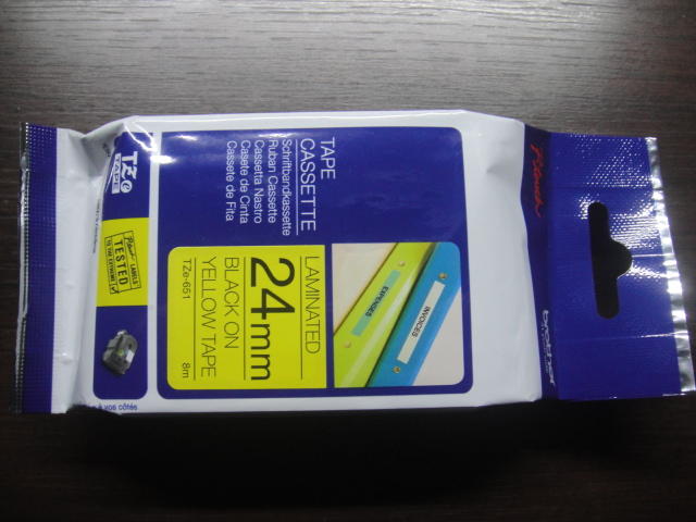 原廠 brother護貝標籤 TZe-651 護貝標籤帶(24mm)黃底黑字(每捲800CM)