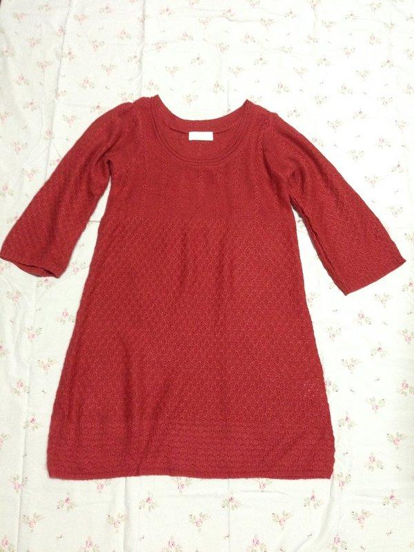 日本品牌*W Closet Wears Inc.紅色質感編織毛衣洋裝