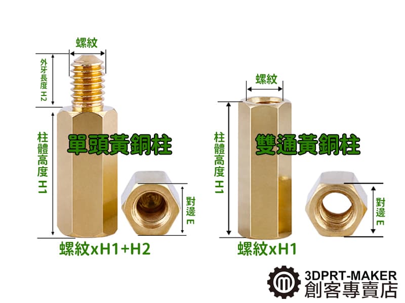 六角黃銅柱 M2 M3 單頭 雙通 螺母 螺絲柱 標準牙 PCB 隔離柱 銅柱螺絲★P03C1★【3DPRT】 | 露天市集 | 全台最大的 ...