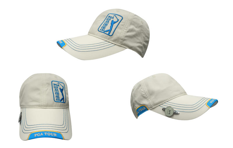【青松高爾夫】PGA眉配藍色線防潑水帽(銀灰)PHE10149