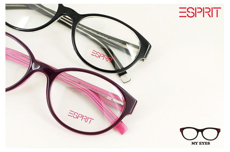 【My Eyes 瞳言瞳語】Esprit 透黑色/紫紅色圓框眼鏡 造型自然簡約 專業度UP 書店氣質(17339)