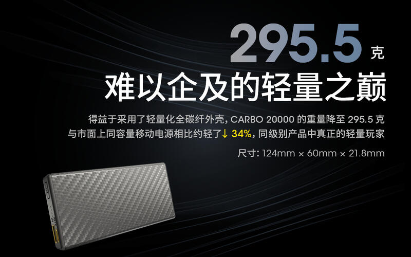 【山道具屋】Nitecore CARBO 20000 升級款全碳纖行動電源(公司貨保固/20W輸出/極輕295g)